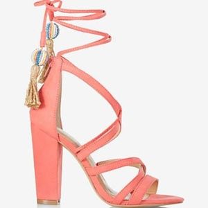 Express Pink Strappy Heels 6